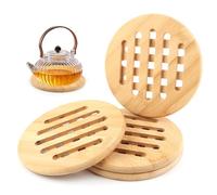 VFANDV Sottopentola 4P in Bambù, Antiscivolo Resistenti Al Calore, Adatti per Cucina Piatti Caldi, Pentole e Padelle (15x15cm, Rotonde)