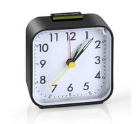 VFANDV Sveglia Analogica Silenziosa Senza Ticchettio, Al Quarzo Con Funzione Snooze e Luce, Portatile per Casa e Ufficio (Nero)