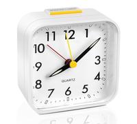 VFANDV Sveglia Analogica Silenziosa senza Ticchettio, Sveglia al Quarzo Sveglie da Comodino Analogica con Funzione Snooze e Luce, Sveglia Viaggio Allarme Portatile per la Casa e L'ufficio (Bianco)
