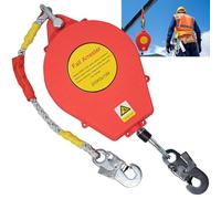 VFDZ Dispositivo Anticaduta Retrattile Certificato, 200kg Imbracatura di Sicurezza Anticaduta Tetto Rosso, 10 m Dispositivo Retrattile di Sicurezza Anticaduta Tetto/Lavoro Aereo (Rosso - 1 Pezzo,10m)