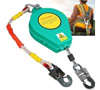 VFDZ Dispositivo Anticaduta Retrattile Certificato, Dispositivo di Sicurezza Anticaduta, Kit Imbracatura Anticaduta Tetto con Gancio Autobloccante, Capacità di Carico:150kg (Yellow, 10m)(Verde,7m)
