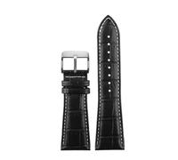 VFEBTSD Cinturino for orologio in vera pelle di grandi dimensioni compatibile con Armani AR2411 Panerai PA111 441, cinturino for orologio da uomo di grande larghezza(Black white silver A,28mm)