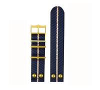VFEBTSD Cinturino for orologio retrò con rivetti in nylon for Tudor, bronzo, rame, fiore, impermeabile, scudo nero, cinturino for oro 22 mm(A31 Gold buckle)