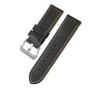 VFEBTSD Cinturino impermeabile compatibile con Panerai SUBMERSIBLE in pelle di vacchetta da uomo, nero, verde, marrone, accessori for cinturini 26 mm(Black White-Silver)