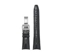 VFEBTSD Cinturino in pelle compatibile con IWC fibbia pieghevole, cinturino da polso sostitutivo in bovina for uomo e donna, accessori for orologi(Black Folding buckle,20mm)