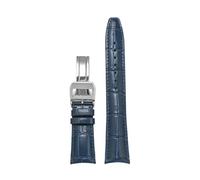 VFEBTSD Cinturino in pelle compatibile con IWC fibbia pieghevole, cinturino da polso sostitutivo in bovina for uomo e donna, accessori for orologi(Blue Folding buckle,21mm)