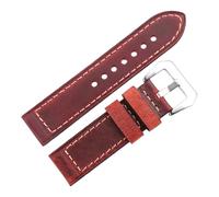 VFEBTSD Cinturino per orologio fatto a mano in pelle di vacchetta, design retrò, nero, marrone, rosso, adatto per orologi da 22 mm e 24 mm con chiusura a fibbia, 22mm, Acetato, Nessuna pietra preziosa