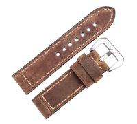 VFEBTSD Cinturino per orologio fatto a mano in pelle di vacchetta, design retrò, nero, marrone, rosso, adatto per orologi da 22 mm e 24 mm con chiusura a fibbia, 24mm, Acetato, Nessuna pietra preziosa