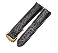 VFEBTSD Crocodile Leather Watch Strap Men's And Women's Style Compatible With Omega Compatible With Seahorse Deville Original Watch Band 18mm 19mm 20mm Bracelet(Black-gold,21mm)
