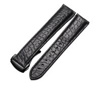 VFEBTSD Crocodile Leather Watch Strap Men's And Women's Style Compatible With Omega Compatible With Seahorse Deville Original Watch Band 18mm 19mm 20mm Bracelet(Black-black,21mm)