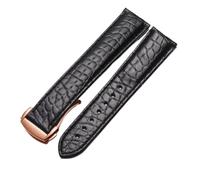 VFEBTSD Crocodile Leather Watch Strap Men's And Women's Style Compatible With Omega Compatible With Seahorse Deville Original Watch Band 18mm 19mm 20mm Bracelet(Black-rosegold,21mm)