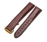 VFEBTSD Crocodile Leather Watch Strap Men's And Women's Style Compatible With Omega Compatible With Seahorse Deville Original Watch Band 18mm 19mm 20mm Bracelet(Brown-gold,21mm)