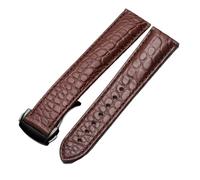 VFEBTSD Crocodile Leather Watch Strap Men's And Women's Style Compatible With Omega Compatible With Seahorse Deville Original Watch Band 18mm 19mm 20mm Bracelet(Brown-black,21mm)