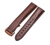VFEBTSD Crocodile Leather Watch Strap Men's And Women's Style Compatible With Omega Compatible With Seahorse Deville Original Watch Band 18mm 19mm 20mm Bracelet(Brown-rosegold,21mm)