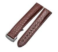 VFEBTSD Crocodile Leather Watch Strap Men's And Women's Style Compatible With Omega Compatible With Seahorse Deville Original Watch Band 18mm 19mm 20mm Bracelet(Brown-silver,21mm)