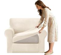 VFGFDJNDFX Copripoltrona 1 Posto Con Braccioli, Velluto Copri Poltrona Con Cuscini E Schienale Separati Elasticizzato Copridivano Antigraffio Gatto Lavabile (New Ivory, XL 1 Seater 3 PCS)