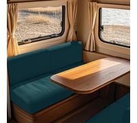 VFGFDJNDFX Elasticizzato Copri Divano Per Caravan, Senza Braccioli Fodera Divano Protezione Lavabile,Per Camper Auto Panca Copridivano. (Blu Verde,W 160-195 cm,D 60-90 cm)