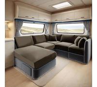 VFGFDJNDFX Velluto Copridivano Per Camper Dinette, Copriseduta Divano Elasticizzato, Universale Copricuscini Per Divani RV Motorhome Caravan (Marrone Scuro,Grande 3 Posti)