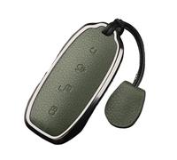 VFKJGNcgfb Custodia a conchiglia for chiave auto compatibile for BYD DENZA D9 N7 N8 Portachiavi in pelle scamosciata for auto in lega nera Accessori(Green Rope)