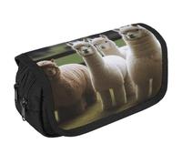 VFKLT Alpaca Family Pencil Case Doppio Strato Astuccio Grande Capacità Astuccio Doppia Cerniera Portatile Penna Astuccio Trucco per Uomini Donne Viaggi Business Ufficio
