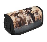 VFKLT Astuccio per matite a doppio strato, con scritta in inglese "Dogs Happy Party", grande capacità, con doppia cerniera, portatile, per uomini, donne, viaggi, lavoro, ufficio