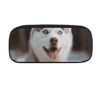 VFKLT Astuccio portamatite con cane Husky Piquant, astuccio portatile, astuccio per penne, matite, cosmetici, per donne, uomini, ufficio, Nero, One size, Astuccio portamatite