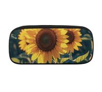 VFKLT Astuccio portamatite portatile con girasoli e cuore, astuccio per matite, matite, cosmetici, per donne, uomini, ufficio, Nero , Taglia unica, Astuccio portamatite