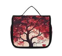 VFKLT Beauty case da viaggio con albero dell'amore, organizer da viaggio per cosmetici, impermeabile, per donne e uomini, bianco, 22,6 x 7,1 x 18,5 cm, borsa da toilette da appendere, Bianco, 8.9 x