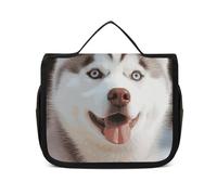 VFKLT Beauty case da viaggio con cane Husky Piquant da viaggio, borsa per cosmetici impermeabile, per donne e uomini, bianca, 22,6 x 7,1 x 18,5 cm, borsa da toilette da appendere, Bianco, 8.9 x 2.8 x