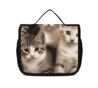 VFKLT Beauty case da viaggio con gattini e gatti da appendere, impermeabile, per donne e uomini, bianco, 22,6 x 7,1 x 18,5 cm, borsa da toilette da appendere, bianco, 8.9 x 2.8 x 7.3 inch, Borsa da
