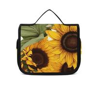 VFKLT Beauty case da viaggio con girasoli da appendere, borsa da viaggio impermeabile, borsa cosmetica per donne e uomini, bianca, 22,6 x 7,1 x 18,5 cm, borsa da toilette da appendere, bianco, 8.9 x