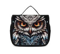 VFKLT Beauty case da viaggio con gufo, organizer per cosmetici, impermeabile, per donne e uomini, bianco, 22,6 x 7,1 x 18,5 cm, borsa da toilette da appendere, bianco, 8.9 x 2.8 x 7.3 inch, Borsa da