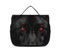 VFKLT Beauty case da viaggio con lupo dagli occhi rossi neri e rossi, organizer per cosmetici impermeabile, per donne e uomini, bianco, 22,6 x 7,1 x 18,5 cm, borsa da toilette da appendere, Bianco,