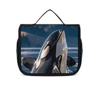 VFKLT Beauty case da viaggio con orca killer whale, borsa organizer per cosmetici impermeabile, per donne e uomini, bianca, 22,6 x 7,1 x 18,5 cm, borsa da toilette da appendere, Bianco, 8.9 x 2.8 x