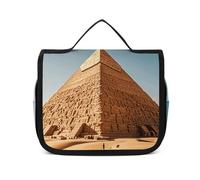 VFKLT Beauty case da viaggio con piramide egiziana nel deserto, borsa da viaggio organizer per cosmetici impermeabile, per donne e uomini, bianco, 22,6 x 7,1 x 18,5 cm, borsa da toilette da appendere,