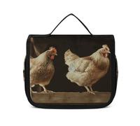 VFKLT Beauty case da viaggio con tre polli, organizer da viaggio impermeabile, per donne e uomini, bianco, 22,6 x 7,1 x 18,5 cm, borsa da toilette da appendere, Bianco, 8.9 x 2.8 x 7.3 inch, Borsa da