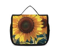 VFKLT Beauty case da viaggio da appendere con girasoli e cuore, organizer per cosmetici, impermeabile, per donne e uomini, bianco, 22,6 x 7,1 x 18,5 cm, borsa da toilette da appendere, Bianco, 8.9 x