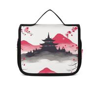 VFKLT Beauty case da viaggio da appendere con supporto Fuji con ciliegia, borsa da viaggio organizer per cosmetici impermeabile per donne e uomini, bianco, 22,6 x 7,1 x 18,5 cm, borsa da toilette da