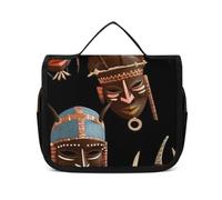 VFKLT Borsa da toilette da appendere, borsa da trucco da viaggio etnica africana, tribale, organizer per cosmetici, impermeabile, per donne e uomini, bianco, 22,6 x 7,1 x 18,5 cm, borsa da toilette da