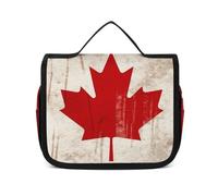 VFKLT Borsa da toilette da appendere con bandiera del Canada retrò, borsa da viaggio organizer per cosmetici impermeabile per donne e uomini, bianca, 22,6 x 7,1 x 18,5 cm, borsa da toilette da