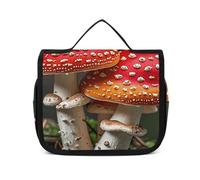VFKLT Borsa da toilette da appendere con cappuccio rosso funghi borsa da viaggio organizer per cosmetici impermeabile per donne e uomini, bianco, 22,6 x 7,1 x 18,5 cm, borsa da toilette da appendere,
