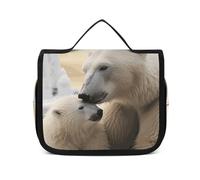 VFKLT Borsa da toilette da appendere con orso polare Love Travel Makeup Bag Organizer Borsa cosmetica impermeabile per donne e uomini, bianco, 22,6 x 7,1 x 18,5 cm, borsa da toilette da appendere,