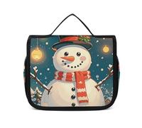 VFKLT Borsa da toilette da appendere Merry Christmas Lovely Snowman Travel Makeup Bag Organizer Borsa cosmetica impermeabile per donne e uomini, bianco, 22,6 x 7,1 x 18,5 cm, borsa da toilette da