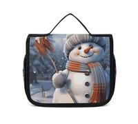 VFKLT Borsa da toilette sospesa con pupazzo di neve laboriosa borsa da viaggio organizer per cosmetici impermeabile per donne e uomini, bianco, 22,6 x 7,1 x 18,5 cm, borsa da toilette da appendere,