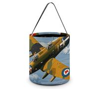 VFKLT Borsa per caramelle portatile di Halloween con manico, motivo: aereo della seconda guerra mondiale, con stampa di aeroplano, pieghevole, per feste, decorazioni per la stanza di Natale e