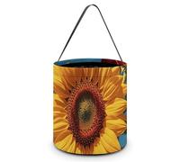 VFKLT Borsa portatile per caramelle di Halloween con manico con stampa di girasole rosa pieghevole secchio per bomboniere forniture per Natale decorazione della stanza di nozze, rosa girasole, 20,1 x