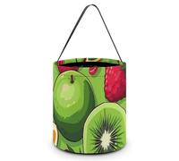 VFKLT Borsa portatile per caramelle di Halloween con manico vari frutti stampati secchio pieghevole bomboniere forniture per Natale decorazione della stanza di nozze, vari frutti, 20,1 x 20,1 x 21,1