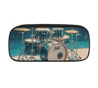 VFKLT Cool Drums Set Astuccio Portamatite Portatile Astuccio Penna Astuccio Trucco Astuccio Cosmetico per Donne Uomini Ufficio, Nero , Taglia unica, Astuccio portamatite