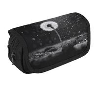 VFKLT Dente di leone nero e bianco astuccio a doppio strato astuccio grande capacità astuccio doppia cerniera portatile portapenne borsa trucco per uomini donne viaggi ufficio aziendale, bianco,