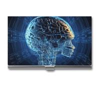 VFKLT Intelligenza Artificiale Cervello Porta Biglietti da Visita Tasca Sottile Portatile Metallo Porta Biglietti da Visita Organizzatore di Biglietti da Visita Portafoglio per Carte di Credito Multi